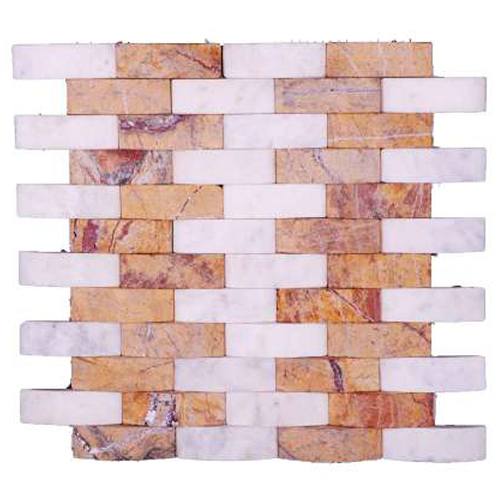 Natural Embossed Stone Wall Mural - Color: White Brown
