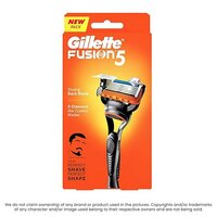 Gillette Fusion 5 Razor - Steel Blades, Standard Size, Black Plastic | Soft Texture, Non-disposable, Precision Trimmer, Lubrication Strip