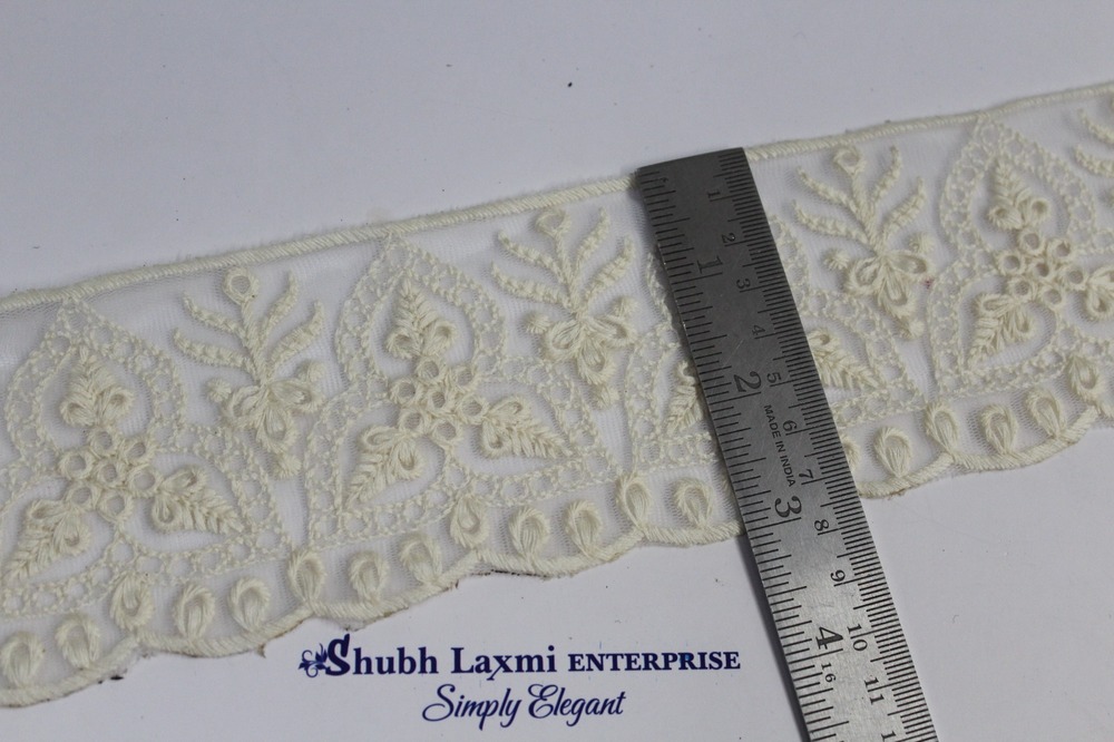 Off White ,Embroidery Lace - Design: Embroidery