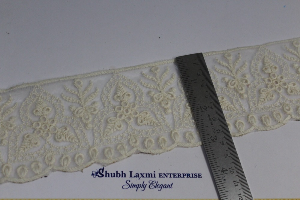 Off White ,Embroidery Lace - Design: Embroidery