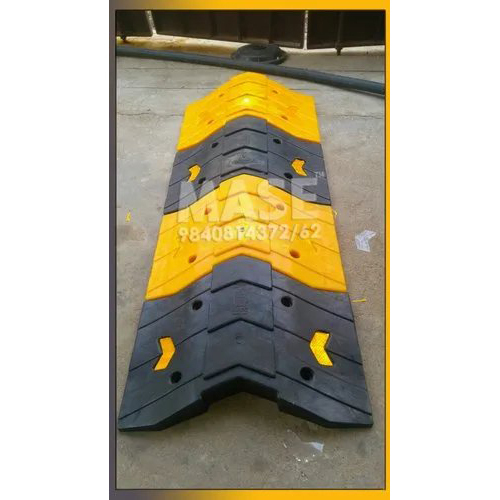 Plastic Speed Breaker - Durable Plastic, 250mm X 400mm X 50mm, Yellow & Black | Manual Traffic Calming Solution For Road Safety