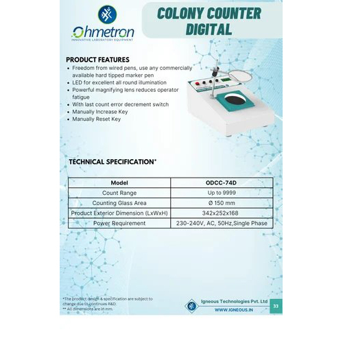 Digital Colony Counter - Dimension (L*w*h): Product Exterior Dimension (Lxwxh)-342x252x168