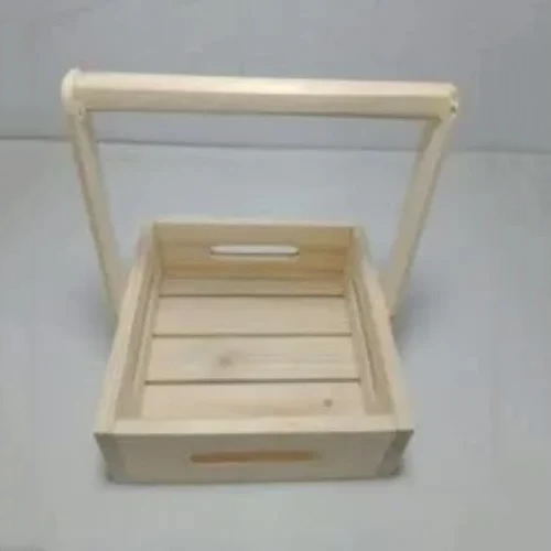 Pine Wood Single Handle Basket