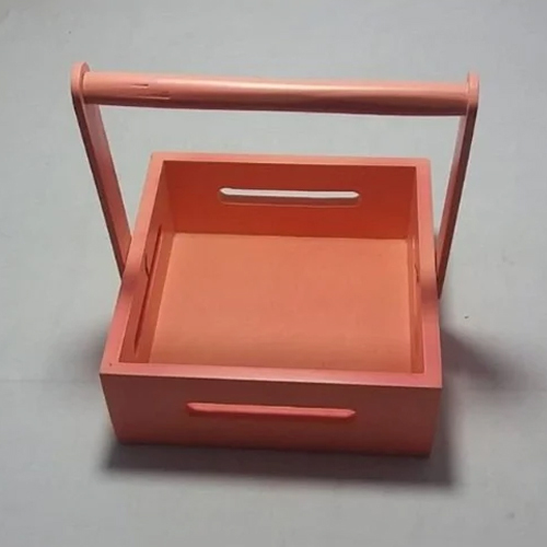 Pine Wood Lasercut Basket - Color: Brown