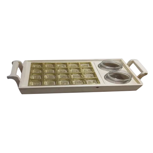 Chocolate Tray With Two Partitions For Jars - Color: Natural