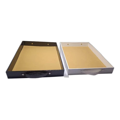Wooden Leather Tray - Color: Brown & White