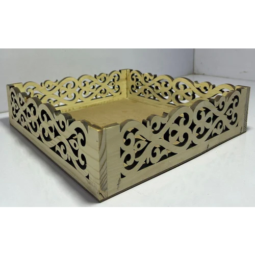 Pine Wood Designer Tray - Color: White