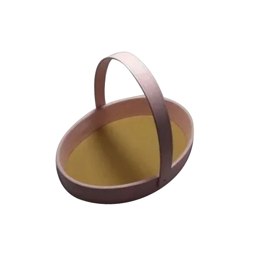 Oval Shape Leather Basket - Color: Pink