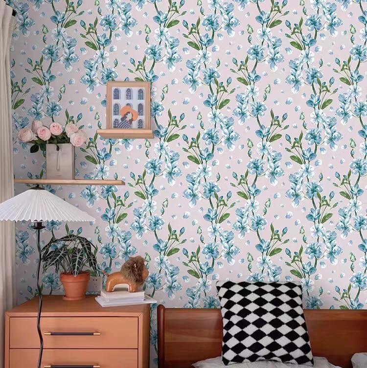 Floral Wallpaper Roll - Pvc Material, 45x500cm Size | Waterproof, Modern Sticker Design For Elegant Living Room Decor