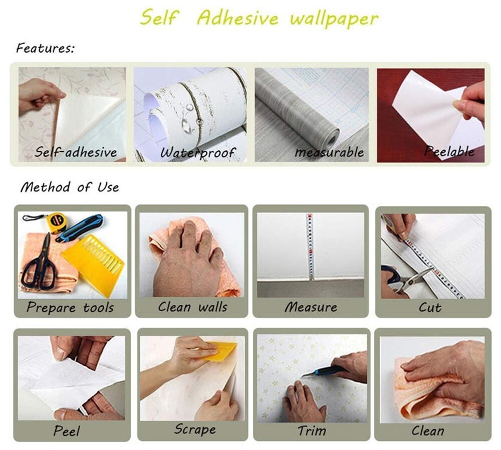 Floral Wallpaper Roll - Pvc Material, 45x500cm Size | Waterproof, Modern Sticker Design For Elegant Living Room Decor