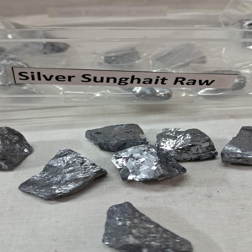 Silver Sunghaite Raw Stone - Color: Black