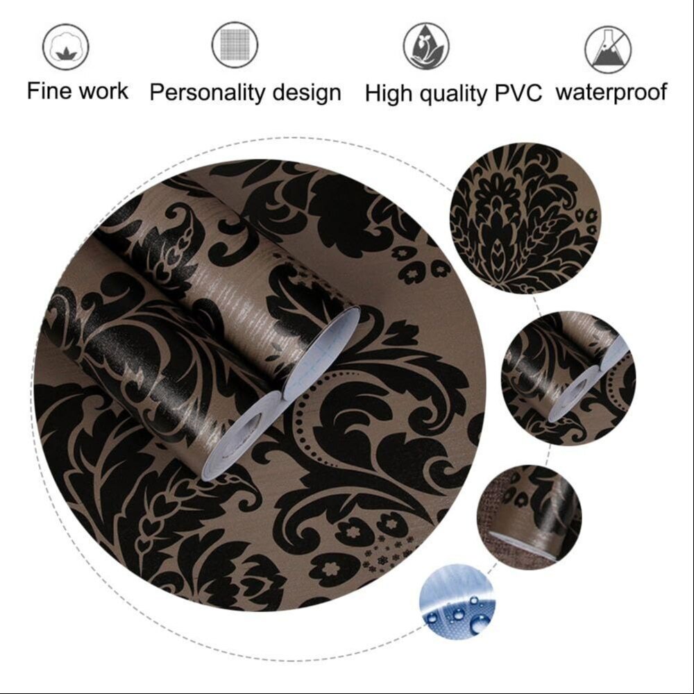 PVC Royal Brown Peel Off Stickers Wallpaper