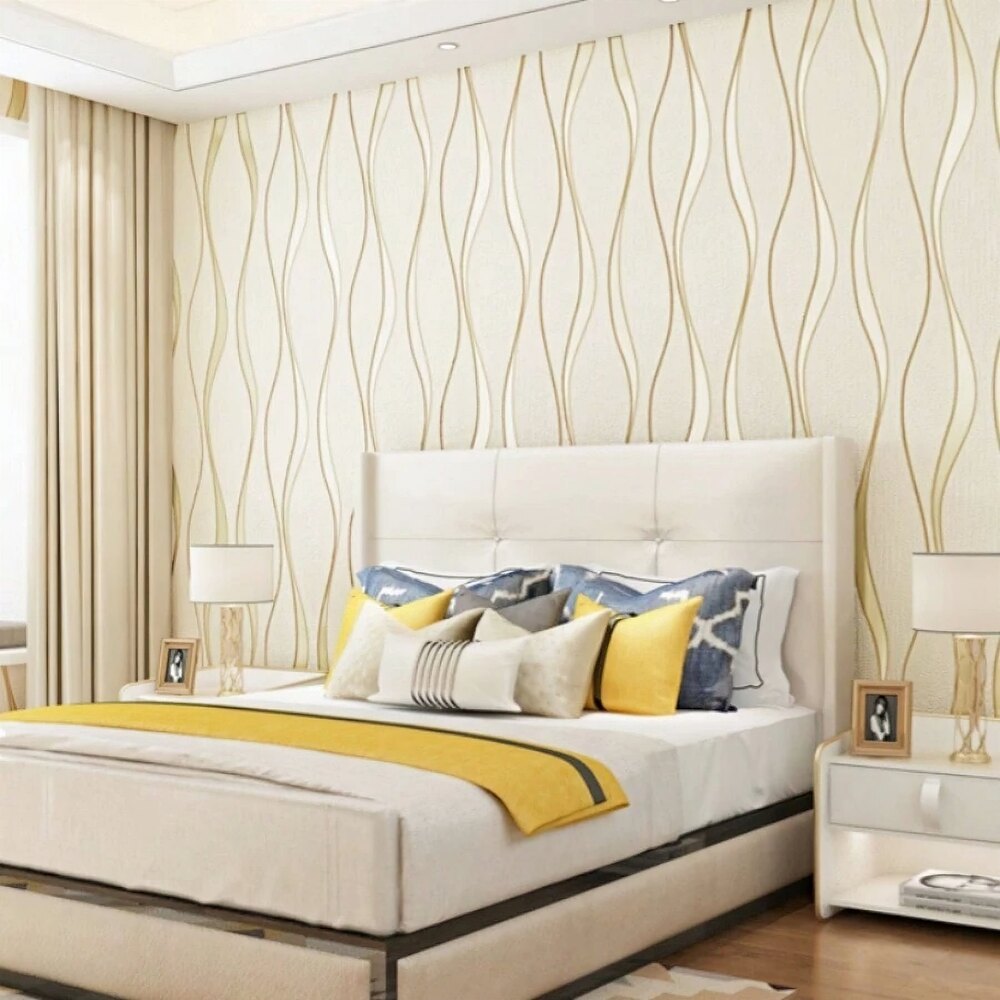Golden Wave Peel And Stick Wallpaper - Pvc Material 45x500cm | Waterproof, Modern Style For Glossy Surfaces