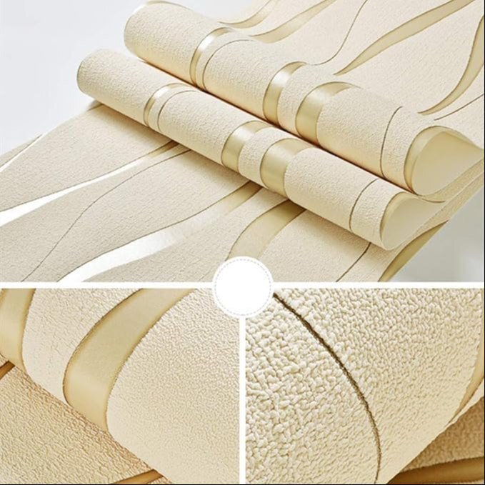 Golden Wave Peel And Stick Wallpaper - Pvc Material 45x500cm | Waterproof, Modern Style For Glossy Surfaces