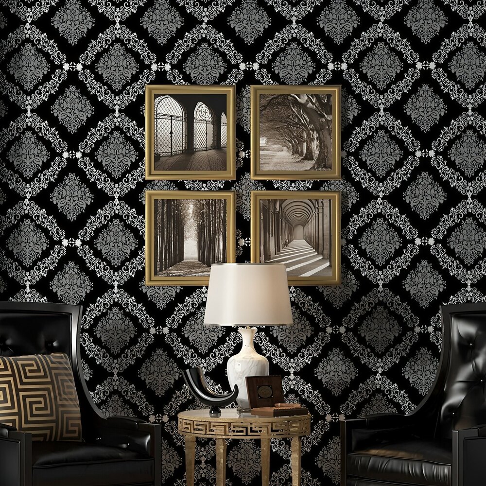 Royal Black And White Peel And Stick Wallpaper