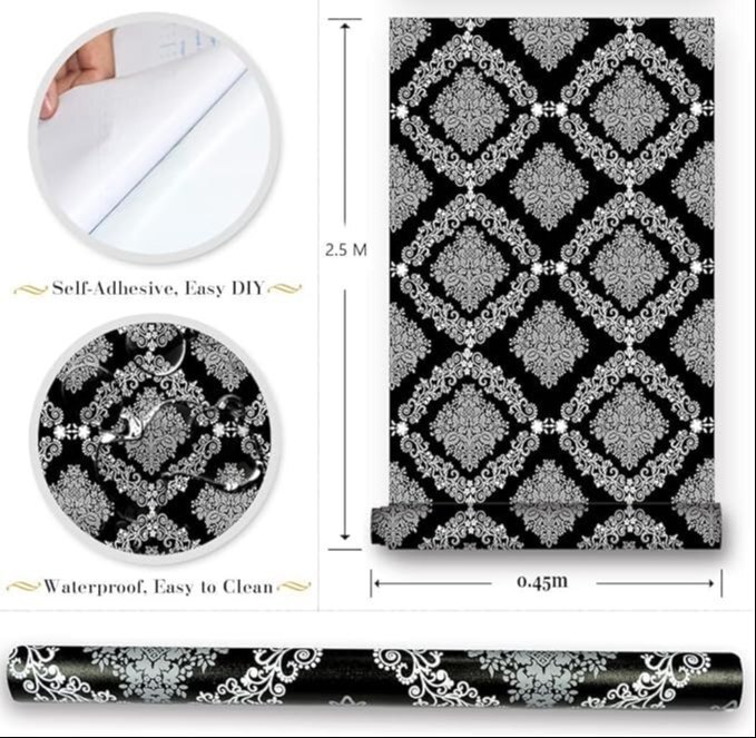 Royal Black And White Peel And Stick Wallpaper