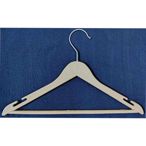 Wooden look plastic top hanger