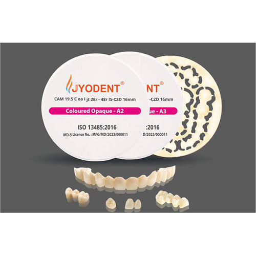 Jyodent Iso-Statically Pressed Coloured (Pre-Shaded) Opaque Zirconia Dental Discs (Is-Czd) - Color: White