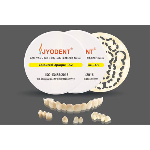 Jyodent Iso-Statically Pressed Translucent Pre-Shaded Zirconia Dental Discs (Is-Tr-Czd) - Color: White