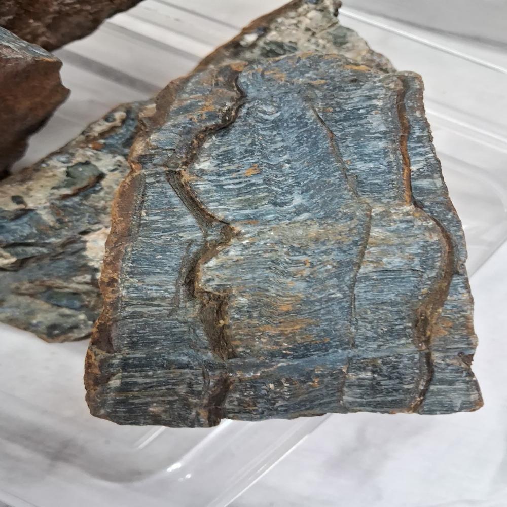 Blue Tiger Eye Rough Stone - Color: Grey