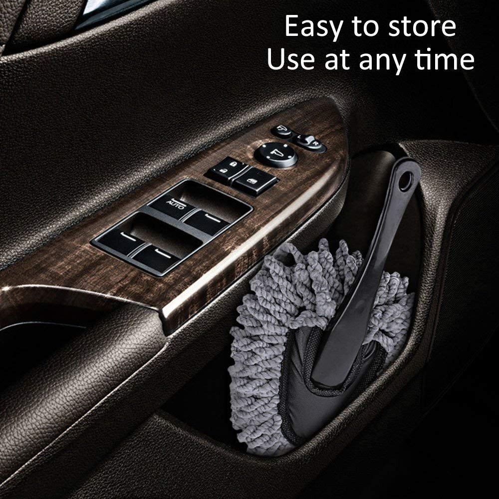 Microfiber Car Duster - High-quality Microfiber, Round Shape, Sleek Black Color | Versatile Interior & Exterior Cleaning Tool