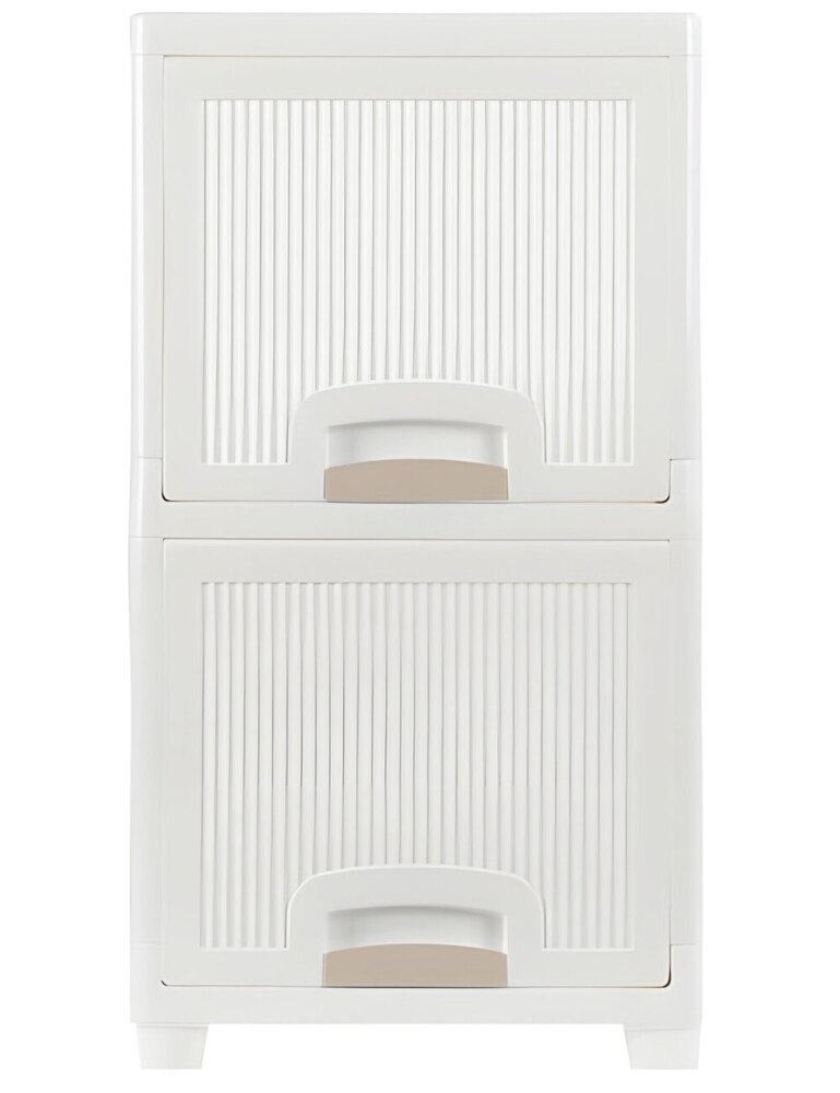 2 Unit Plastic Storage Cupboard - Color: White