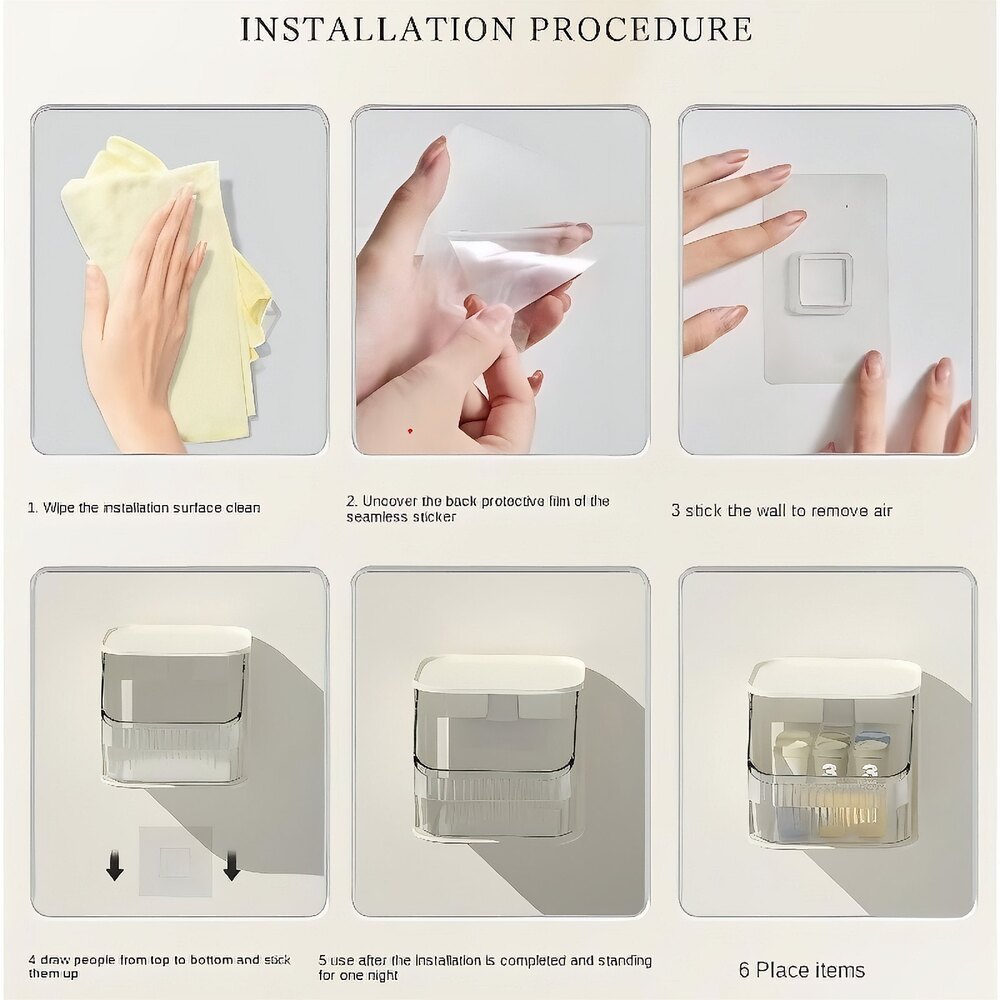 Wall Mounted Storage Box - Durable Plastic, 15.7cm W X 13.7cm L X 13cm H | Versatile For Commercial And Home Use, Easy Manual Installation