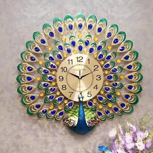 Peacock Wall Clock 23 - Color: Green And Gold