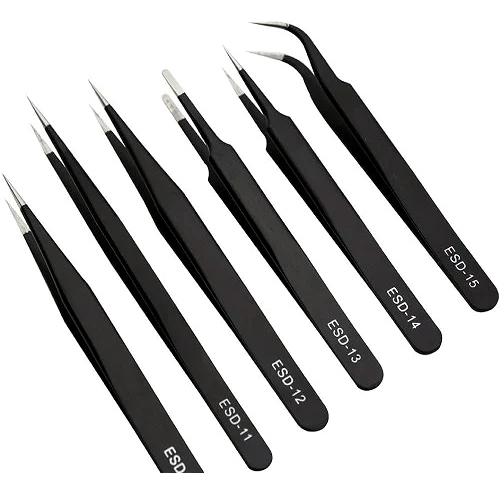 Esd Metal Tweezer - Color: Black