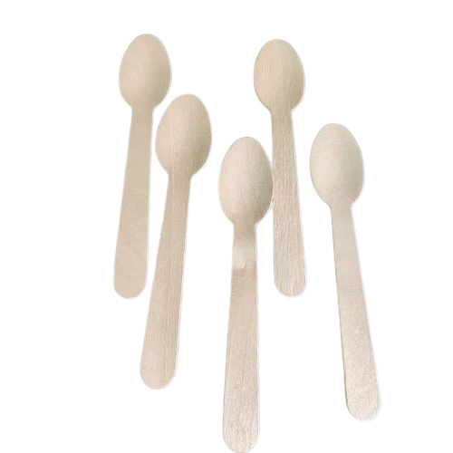 160Mm Disposable Wooden Spoon - Color: Off White