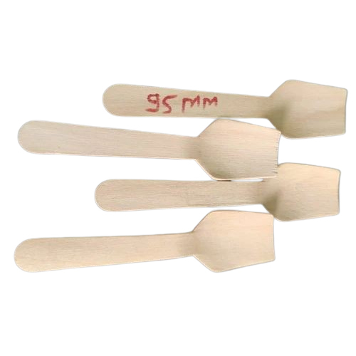 95Mm Wooden Ice Cream Spoon - Color: Off White