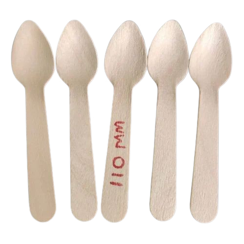 110Mm Wooden Disposable Spoon - Color: Off White