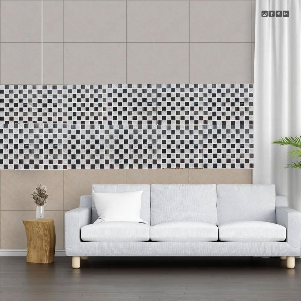Black And White Wall Panel - Glass Material, 1x1 Feet Size, Glossy Finish, Perfect For Industrial Wall Applications - Sleek Modern Design