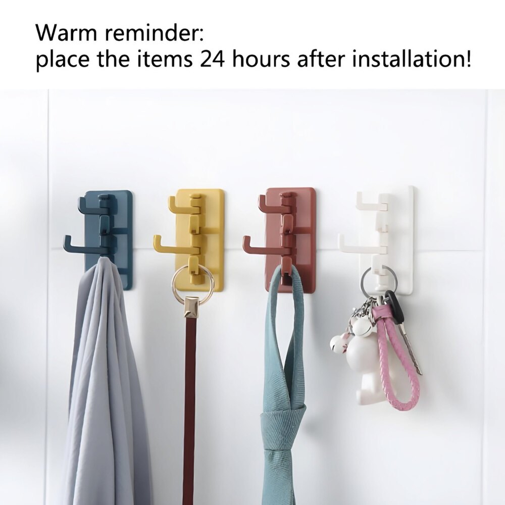 Plastic Adhesive Wall Hook Rotating Hanger Hook - Durable Plastic, Different Sizes Available | Easy Manual Installation, Versatile For Home & Commercial Use
