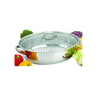 Stainless Steel Oval Roaster With Glass Lid - Coating Type: Teflon