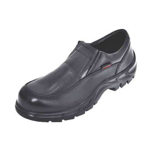 Lightweight Safety Shoes - Leather Upper, All Sizes Available, Black | Rubber Insole, Pu Outsole, Lace Style For Men
