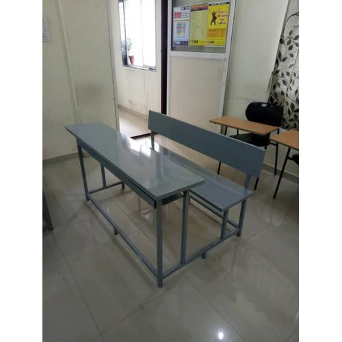 Steel School Bench - Mild Steel, Standard Size, Grey Color | Indoor Use, Polished Finishing, Plain Design For Classrooms