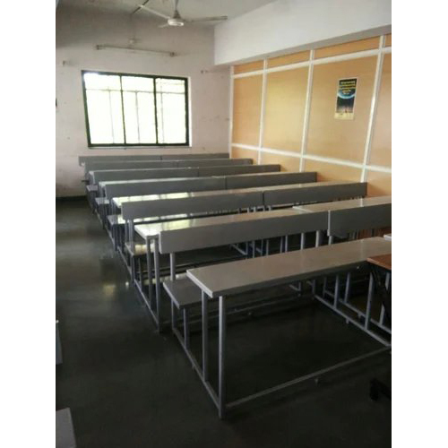 Steel School Bench - Mild Steel, Standard Size, Grey Color | Indoor Use, Polished Finishing, Plain Design For Classrooms