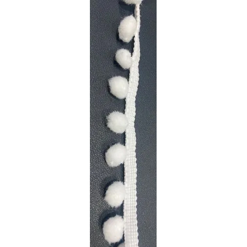 Multicolor Pom Pom Lace - Color: White
