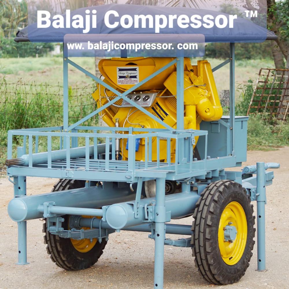 Trolley Mounted Air Compressor - Portable Design, 6.5 Kg Air Flow Capacity, Multi-color, 6.5 Bar Working Pressure, 1 Year Warranty