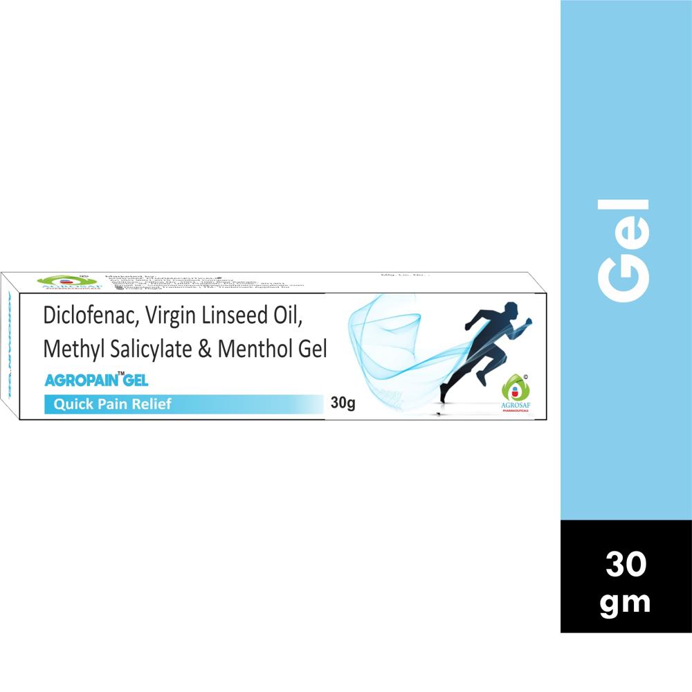 AGROPAIN GEL 30GM - Linseed Oil Bp 3.0% Ww + Diclofenac Sodium 1% Ww + Methyl Salicylate Ip 10% Ww + Menthol Ip 5% Ww + Benzyl Alcohol Ip 1% Ww (as Preservative)