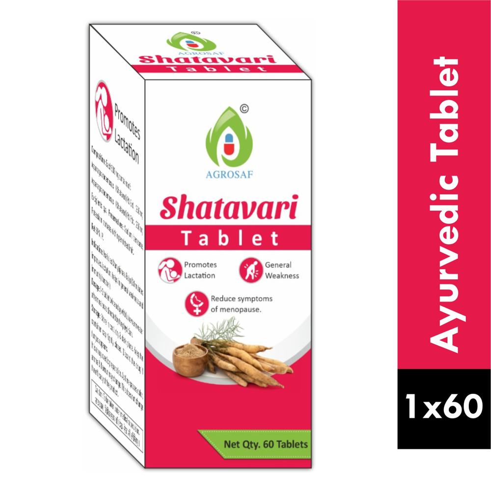 AGROSAF  SHATAVARI TABLET - ASPARAGUS RACEMOSUS(SHATAVARI) RT.EXT.250MG,ASPARAGUS RACEMOSUS(SHATAVARI) RT.PDR.250MG