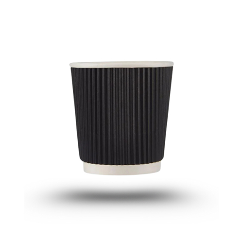250Ml Coloured Ripple Paper Glass - Color: Black