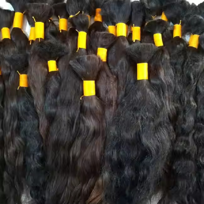 100% Cuticle Aligned South Indian Temple Remy Bulk Hair Bundles , 18-32 Inches