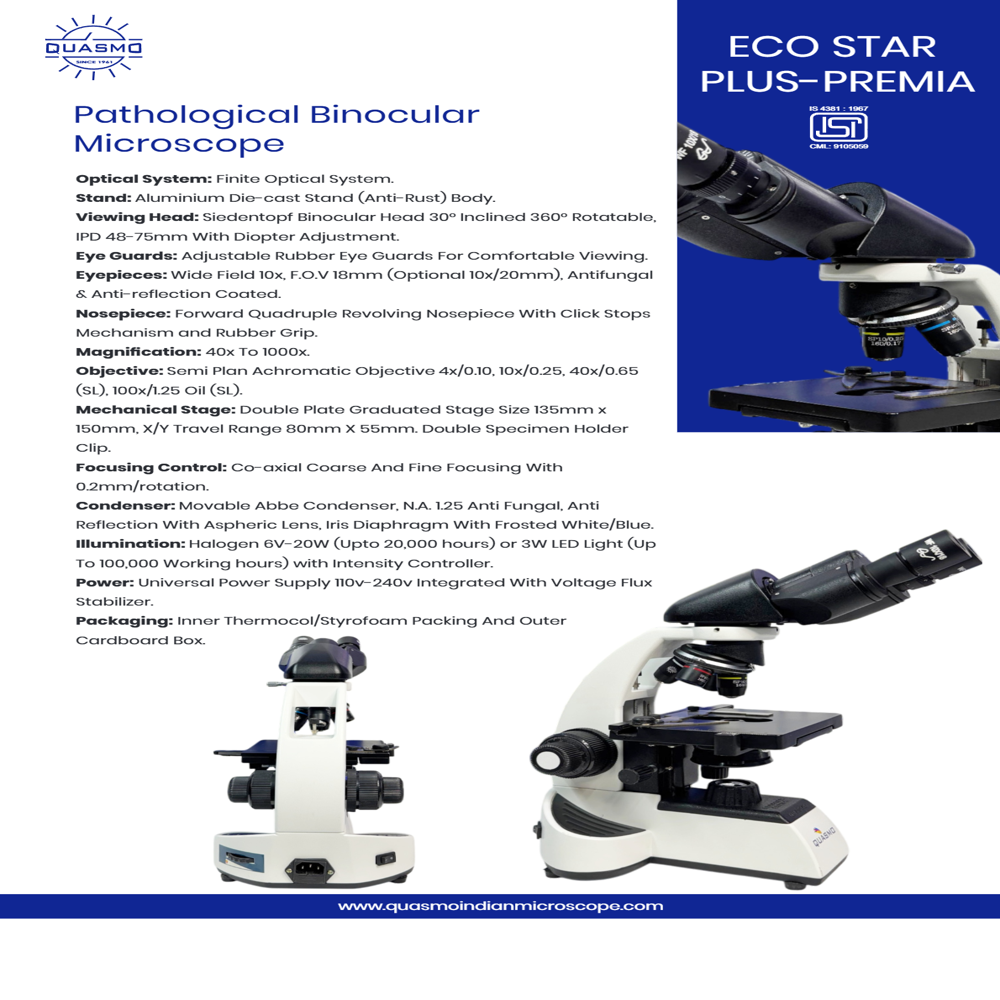 Eco Star Plus - Aluminium Die-cast Stand, 40x To 1000x Magnification, 30â° Inclined Siedentopf Binocular Head, 3w Led Or Halogen Illumination