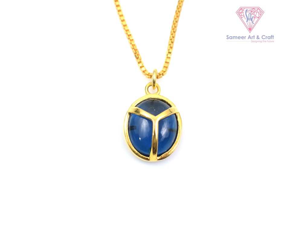 Iolite Gemstone With 18k Gold Plated Handmade Pendant