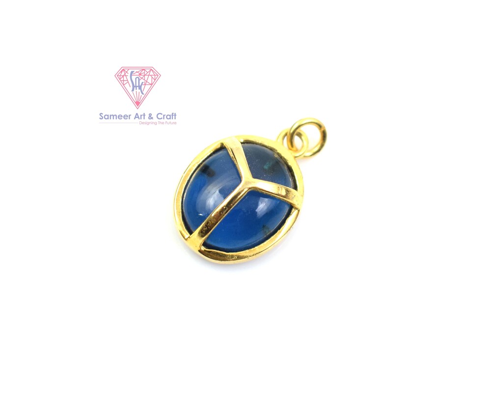 Iolite Gemstone With 18k Gold Plated Handmade Pendant