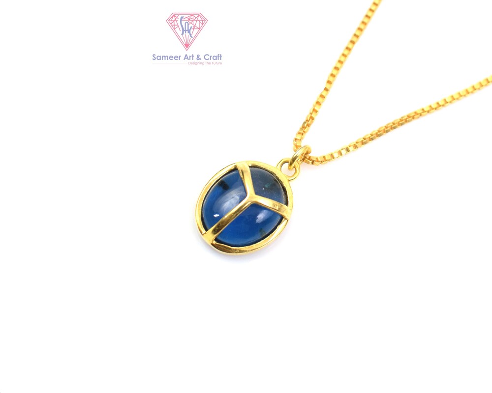 Iolite Gemstone With 18k Gold Plated Handmade Pendant