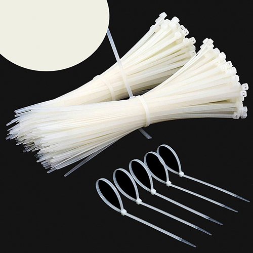 Nylon Cable Tie - Plastic Material, Flat Conductor Shape, Stranded Type, White Connector Color | Ideal For Industrial Applications, 6-month Warranty