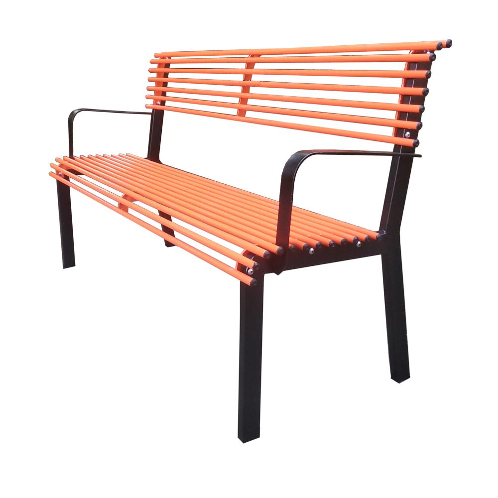 Outdoor Metal Park Bench - Mild Steel Pipe Construction, Powder Coated Finish in Various Colors | Durable Design for Outdoor Use